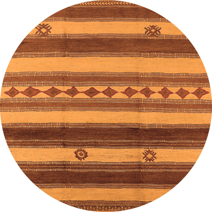 Round Machine Washable Southwestern Orange Country Area Rugs, wshurb1163org