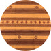 Round Machine Washable Southwestern Orange Country Area Rugs, wshurb1163org