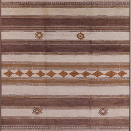 Square Machine Washable Industrial Modern Dark Sienna Brown Rug, wshurb1163