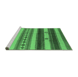 Sideview of Machine Washable Southwestern Emerald Green Country Area Rugs, wshurb1163emgrn