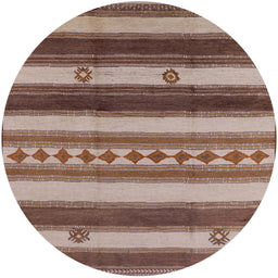 Round Machine Washable Industrial Modern Dark Sienna Brown Rug, wshurb1163