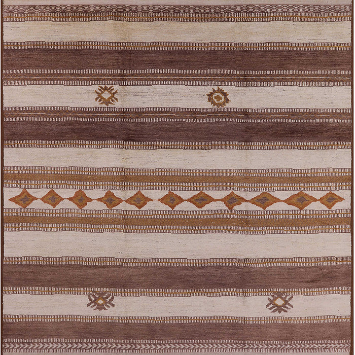 Square Mid-Century Modern Dark Sienna Brown Southwestern Rug, urb1163