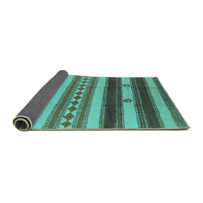 Sideview of Southwestern Turquoise Country Rug, urb1163turq