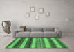 Machine Washable Southwestern Emerald Green Country Area Rugs in a Living Room,, wshurb1163emgrn