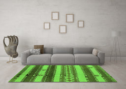 Machine Washable Southwestern Green Country Area Rugs in a Living Room,, wshurb1163grn