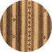 Round Southwestern Brown Country Rug, urb1163brn