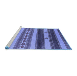 Sideview of Machine Washable Southwestern Blue Country Rug, wshurb1163blu