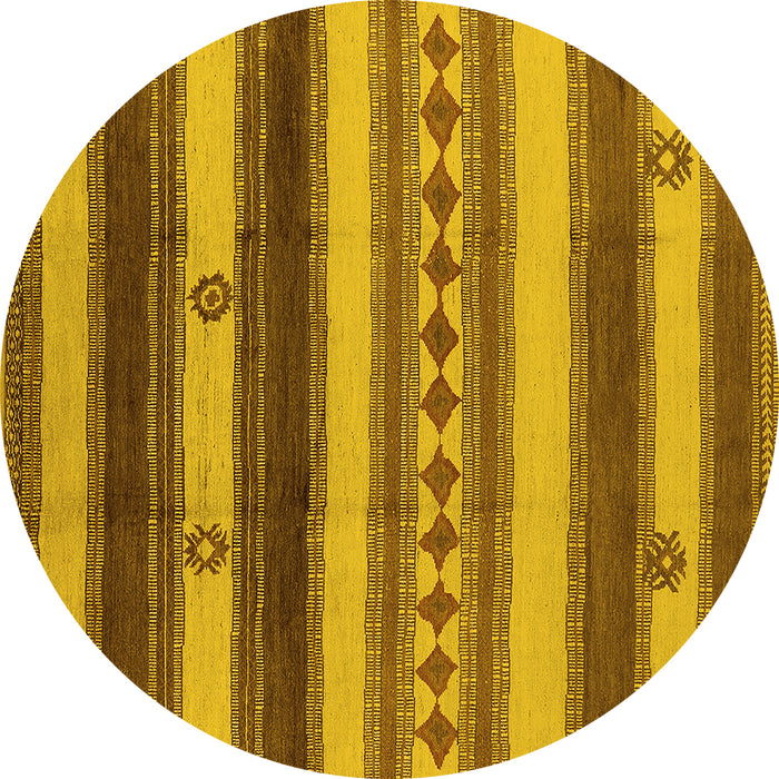 Round Southwestern Yellow Country Rug, urb1163yw
