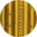 Round Southwestern Yellow Country Rug, urb1163yw