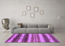 Machine Washable Southwestern Purple Country Area Rugs in a Living Room, wshurb1163pur
