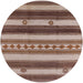 Round Mid-Century Modern Dark Sienna Brown Southwestern Rug, urb1163