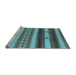 Sideview of Machine Washable Southwestern Light Blue Country Rug, wshurb1163lblu