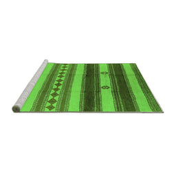 Sideview of Machine Washable Southwestern Green Country Area Rugs, wshurb1163grn