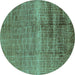 Round Solid Turquoise Modern Rug, urb1164turq