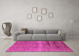 Machine Washable Solid Pink Modern Rug in a Living Room, wshurb1164pnk