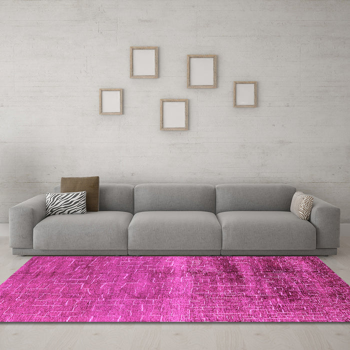 Machine Washable Solid Pink Modern Rug in a Living Room, wshurb1164pnk