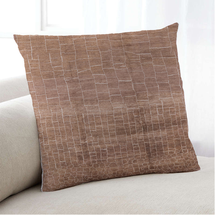 Lifestyle Image of Mid-Century Modern Urban Square Mahogany Brown Throw Pillow, 18 inch by 18 inch, pwurb1164