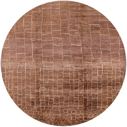 Round Machine Washable Industrial Modern Mahogany Brown Rug, wshurb1164