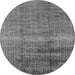 Round Machine Washable Solid Gray Modern Rug, wshurb1164gry