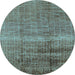 Round Machine Washable Solid Light Blue Modern Rug, wshurb1164lblu