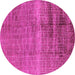 Round Machine Washable Solid Pink Modern Rug, wshurb1164pnk