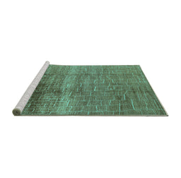 Sideview of Machine Washable Solid Turquoise Modern Area Rugs, wshurb1164turq