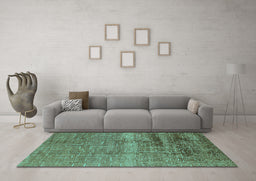 Machine Washable Solid Turquoise Modern Area Rugs in a Living Room,, wshurb1164turq