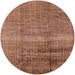 Round Mid-Century Modern Mahogany Brown Solid Rug, urb1164