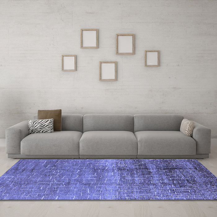 Machine Washable Solid Blue Modern Rug in a Living Room, wshurb1164blu