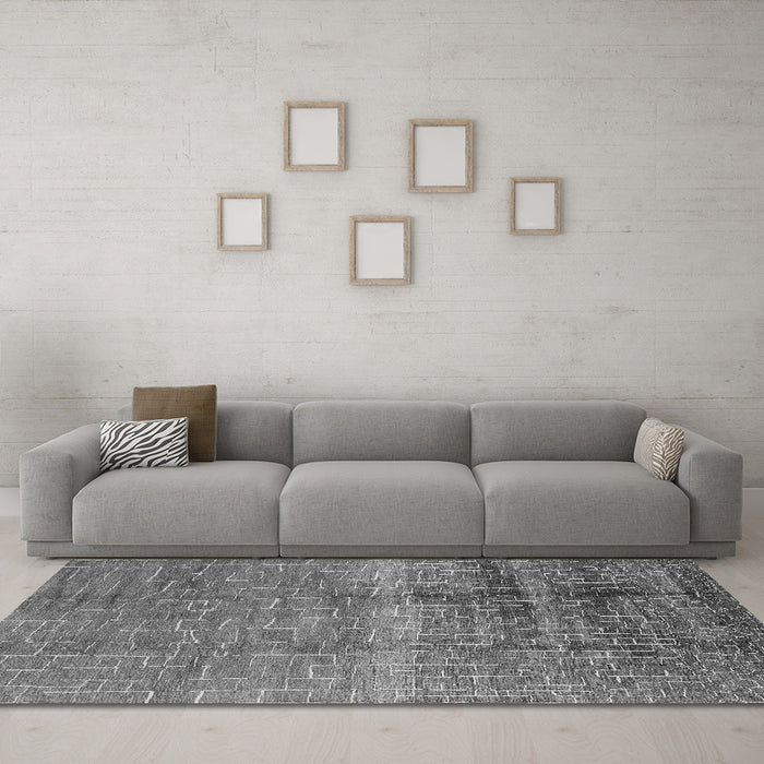 Machine Washable Solid Gray Modern Rug in a Living Room,, wshurb1164gry