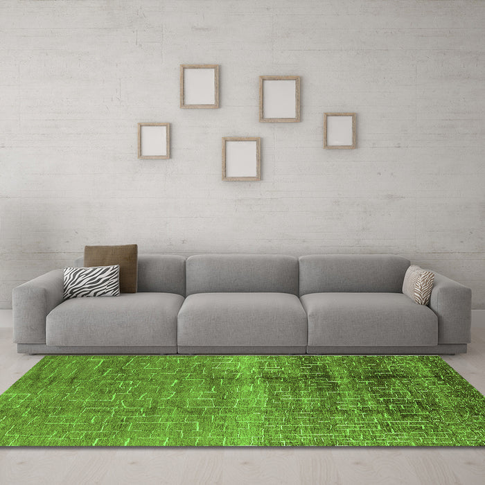 Machine Washable Solid Green Modern Area Rugs in a Living Room,, wshurb1164grn