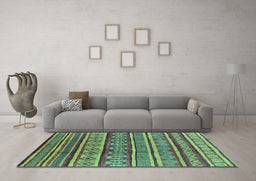 Machine Washable Oriental Turquoise Industrial Area Rugs in a Living Room,, wshurb1165turq