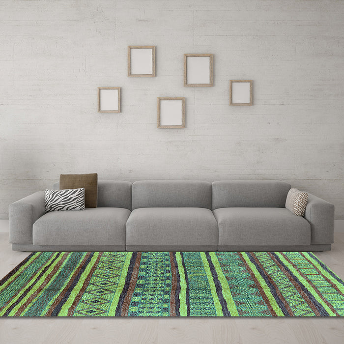 Machine Washable Oriental Turquoise Industrial Area Rugs in a Living Room,, wshurb1165turq