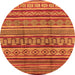 Round Machine Washable Oriental Orange Industrial Area Rugs, wshurb1165org