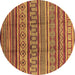 Round Oriental Brown Industrial Rug, urb1165brn