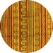 Round Oriental Yellow Industrial Rug, urb1165yw