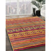 Mid-Century Modern Bright Maroon Red Oriental Rug in Family Room, urb1165