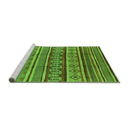 Sideview of Machine Washable Oriental Green Industrial Area Rugs, wshurb1165grn