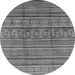 Round Machine Washable Oriental Gray Industrial Rug, wshurb1165gry