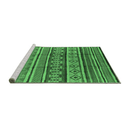Sideview of Machine Washable Oriental Emerald Green Industrial Area Rugs, wshurb1165emgrn