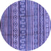 Round Oriental Blue Industrial Rug, urb1165blu