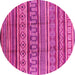 Round Oriental Pink Industrial Rug, urb1165pnk