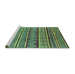 Sideview of Machine Washable Oriental Turquoise Industrial Area Rugs, wshurb1165turq