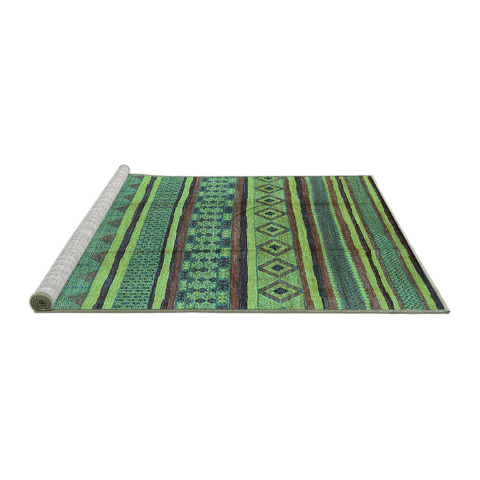 Sideview of Machine Washable Oriental Turquoise Industrial Area Rugs, wshurb1165turq