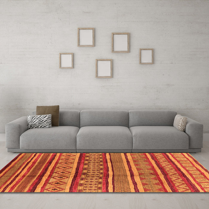 Machine Washable Oriental Orange Industrial Area Rugs in a Living Room, wshurb1165org