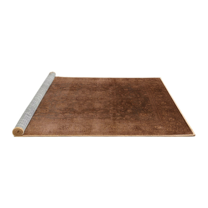Sideview of Machine Washable Industrial Modern Chocolate Brown Rug, wshurb1166