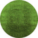 Round Oriental Green Industrial Rug, urb1166grn