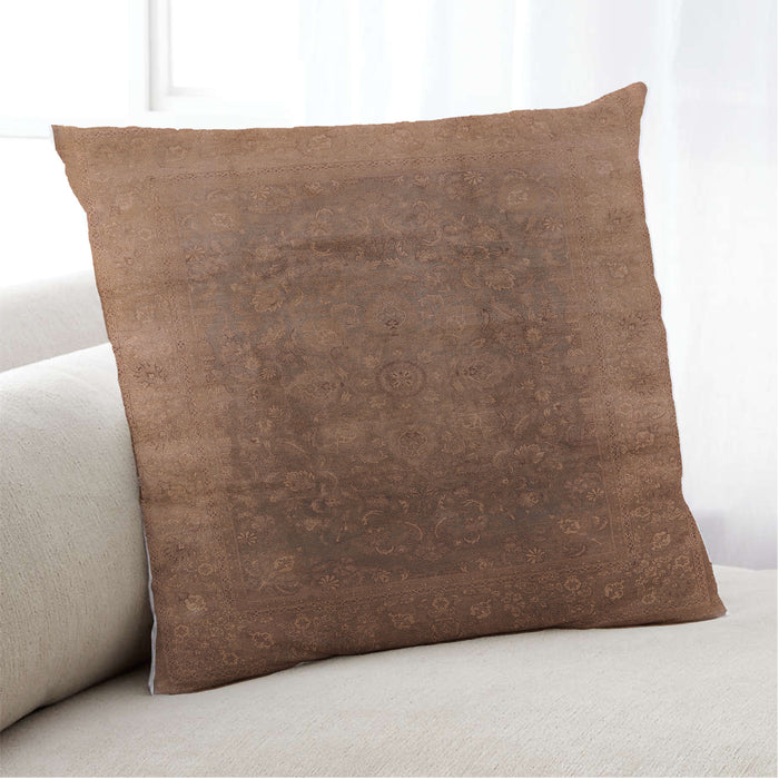 Lifestyle Image of Mid-Century Modern Urban Square Chocolate Brown Throw Pillow, 18 inch by 18 inch, pwurb1166