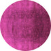 Round Machine Washable Oriental Pink Industrial Rug, wshurb1166pnk