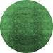 Round Oriental Emerald Green Industrial Rug, urb1166emgrn